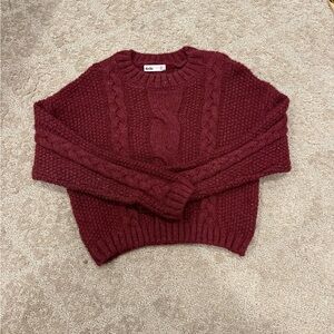 Elodie Maroon Cable Knit Sweater